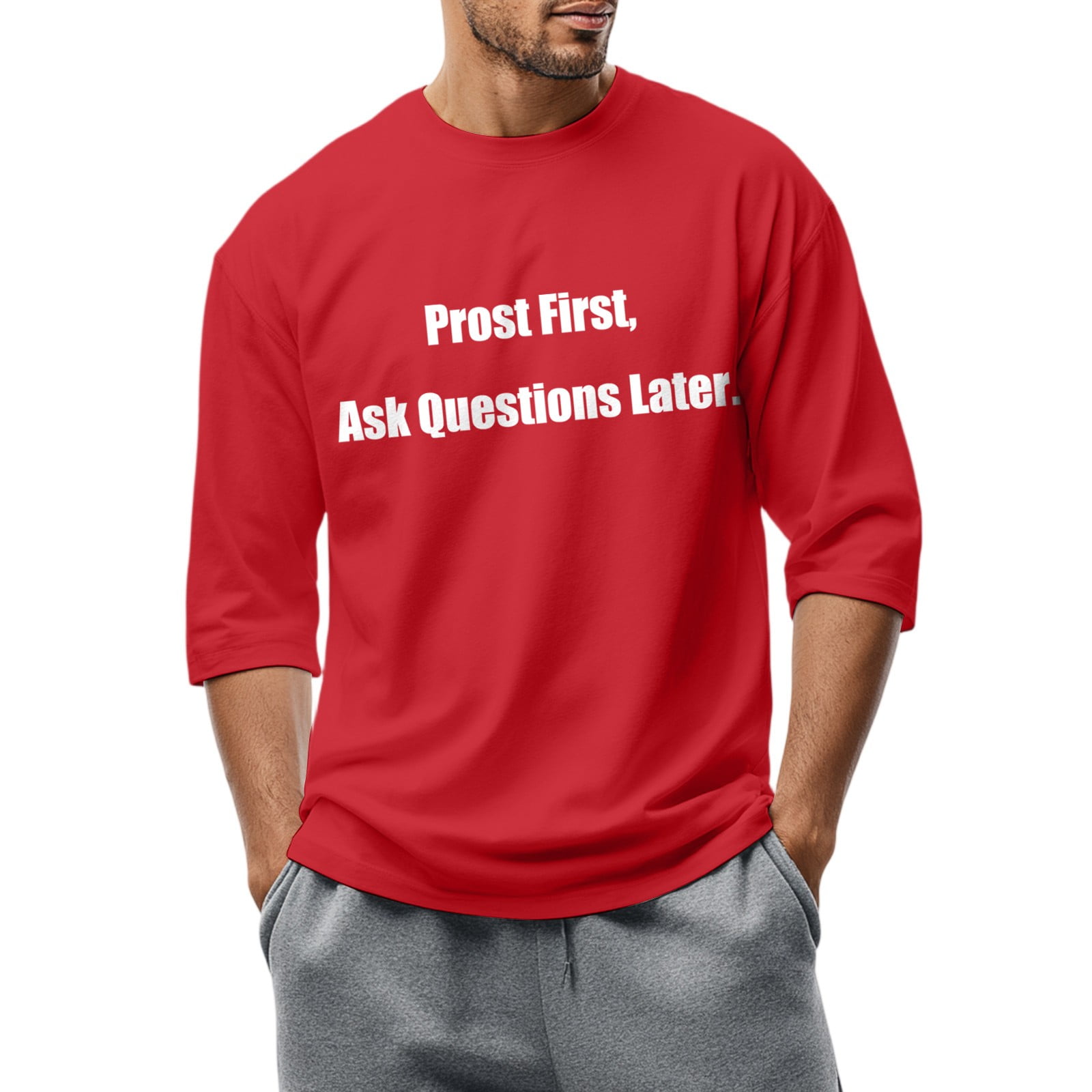 Domuza Drinking Shirts for Men Prost First Ask Questions Later Funny ...