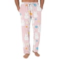 thumbnail image 1 of Domuza Easter Rabbit Pajama Pants for Men Casual Drawstring Elastic Waist Pjs Trousers Loose Fit Comfy Lounge Sleep Pants with Pockets Pink 2XL, 1 of 4