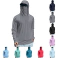 thumbnail image 1 of Domuza Fishing Shirts for Men Hoodie Sun Shirt UPF 50+ Long Sleeve UV Protection SPF Rash Guard Running Hiking Workout Gray 2XL, 1 of 4