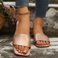 thumbnail image 1 of Domuza Flat Sandals for Women 2026 Summer New Soft Lightweight Square Open Toe Slides Beach Vacation Casual Home Shower Slipper Complexion 6.5（EU-37）, 1 of 4