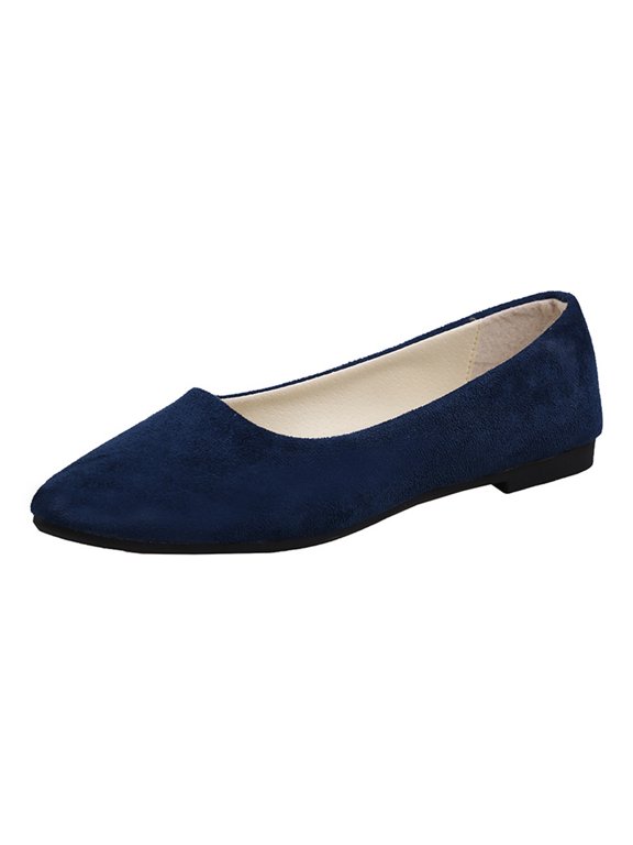 Flat Shoes for Women Slip On Comfortable Walking Ballerina Shoes Ladies Cute Ballet Flats Pumps Low Wedge Dolly Shoes for Office Work Party Dark Blue 10(EU-43)