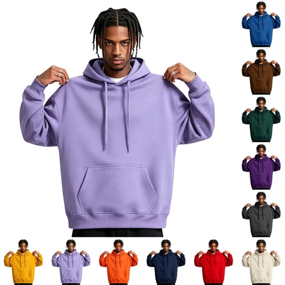 Domuza Fleece Hooded Sweatshirt for Men Casual Long Sleeve Hoodies Pullover Fashion Drawstring Hoodie with Kanga Pocket Mint Green 3XL
