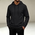 thumbnail image 1 of Domuza Fleece Pullover Hoodie for Men Long Sleeve Drawstring Sweatshirt, Casual Athletic Top with Pocket-Black 2XL, 1 of 6