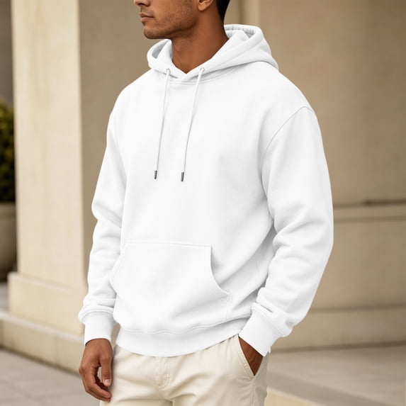 Domuza Fleece Sweatshirts Hoodies for Men Fall Winter Casual Drawstring Athletic Basic Fit Hooded Pullover with Pockets