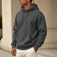 thumbnail image 1 of Domuza Fleece Sweatshirts Hoodies for Men Fall Winter Casual Drawstring Athletic Basic Fit Hooded Pullover with Pockets, 1 of 8