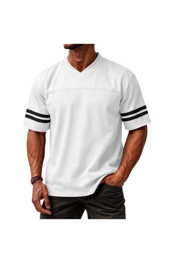 Football Jerseys for Men Replica Plain Workout Sport Game Shirts Casual Outwear White XL