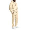 thumbnail image 1 of Domuza Full‑Zip Hooded Sweatshirt and Straight‑Leg Sweatpants Set for Men, 2‑Piece Pullover Sweatsuit, Relaxed‑Fit Athletic Casual Outfit with Pockets, 1 of 5