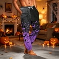 thumbnail image 1 of Domuza Halloween Pajama Pants for Men Casual Stretch Waist Drawstring Jogger Pjs Trousers Funny Novelty Print Lightweight Comfy Home Trousers Purple S, 1 of 5