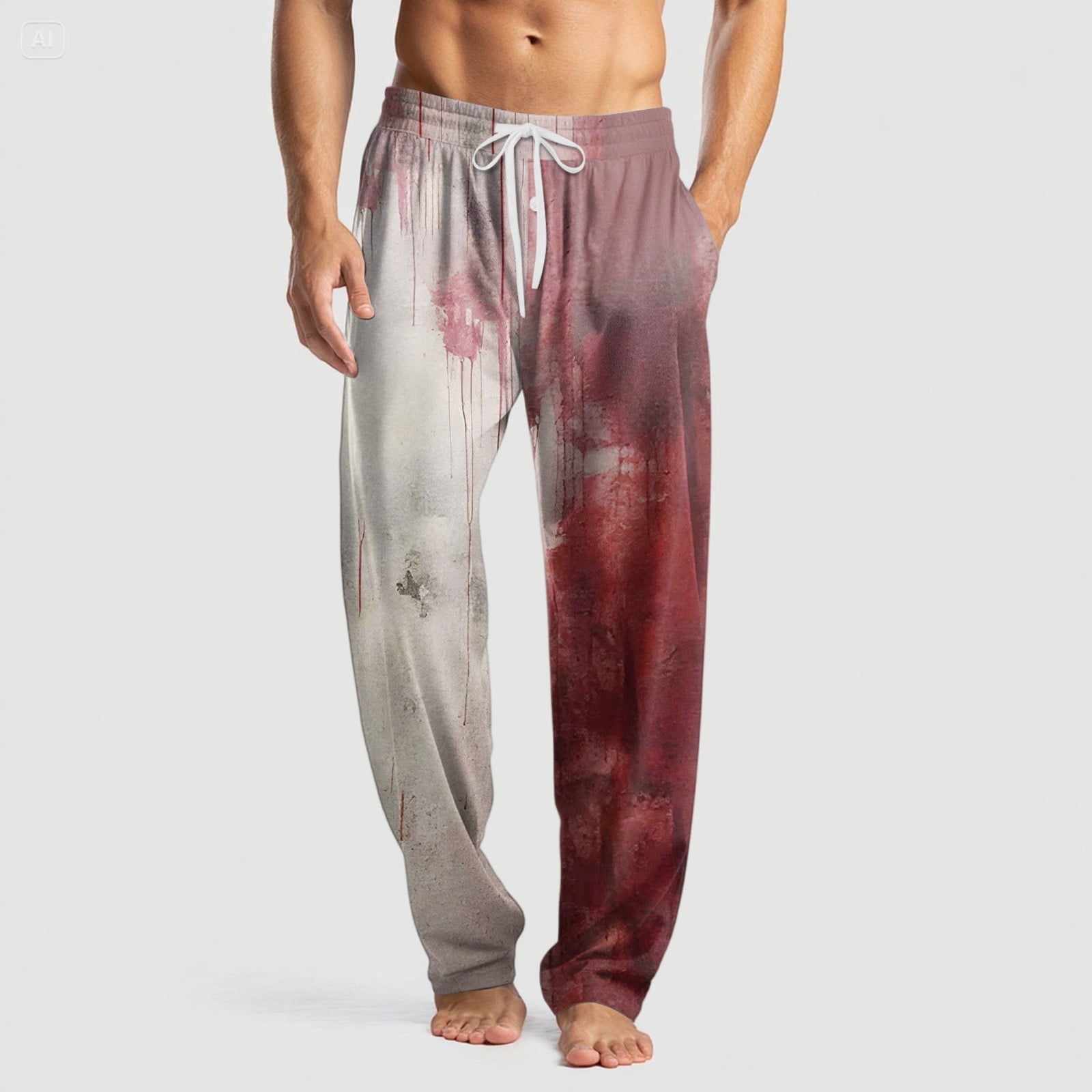 Domuza Halloween Pajamas for Men Funny Novelty Print Casual Drawstring ...