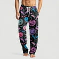 thumbnail image 1 of Domuza Halloween Pajamas Mens Horror Funny Print Casual Drawstring Sleep Pants Lightweight Soft Cotton Lounge Pajama Bottoms with Pockets Dark Purple XL, 1 of 6