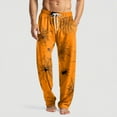 thumbnail image 1 of Domuza Halloween Pj Pants for Men Funny Spooky Print Casual Drawstring Sleep Pants Lightweight Cotton Soft Lounge Pajama Bottoms with Pockets Saffron L, 1 of 6