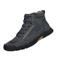 thumbnail image 1 of Domuza Hand Stitched Leather Men's Chukka Ankle Boots, Classic Lace-Up Mid Top Casual Shoes, Built-In Arch Support Wide Toe Design, Waterproof Non-Slip Durable Sneakers Green 8 (EU-41), 1 of 6