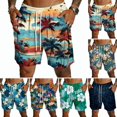thumbnail image 1 of Domuza Hawaiian Beach Shorts for Men Lightweight Elastic Waist Drawstring Shorts Summer Vacation Casual Shorts with Pocket Light Blue S, 1 of 4