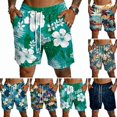 thumbnail image 1 of Domuza Hawaiian Beach Shorts for Men Lightweight Elastic Waist Drawstring Shorts Summer Vacation Casual Shorts with Pocket White M, 1 of 4