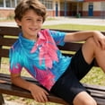 thumbnail image 1 of Domuza Hawaiian Shirt Boys Kids Casual Short Sleeve Button Down Tshirts New Trendy Tropical Beach Camp Collar Tops with Pocket Deep Red 9-10 Years, 1 of 6