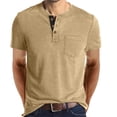 thumbnail image 1 of Domuza Henley Shirts for Men Casual Lightweight Short Sleeve Button T-Shirt with Pocket Complexion XL, 1 of 4