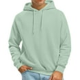 thumbnail image 1 of Domuza Hoodies for Men Pullover Casual Trendy Drawstring Long Sleeve Hooded Sweatshirt Fall Winter Basic Essential Raglan Pullover Top with Kanga Pocket Mint Green S, 1 of 7