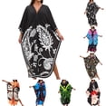 thumbnail image 1 of Domuza Kaftan Dresses for Women Batwing Sleeve V-Neck Moo Moos Nightgowns for Beach Swimwear Plus Size Colorful Dresses White One Size, 1 of 5