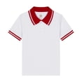 thumbnail image 1 of Domuza Kids Boys Polo Shirt Casual Short Sleeve Collared Button Blouse Lightweight Comfy Quick Dry Athletic Golf Class Uniform-Red 5-6 Years, 1 of 3
