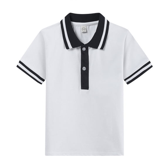 Domuza Kids Girls Polo Shirt Casual Short Sleeve Lapel Button Up Pullover Comfy Soft Quick Dry Sport Golf School Class Uniform-Black 3-4 Years