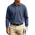 thumbnail image 1 of Domuza Long Sleeve Polo Shirts for Men Classic Button Golf Shirt Fall Casual Collared Thermal Work Pullover Tops Navy 2XL, 1 of 4