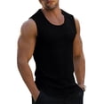 thumbnail image 1 of Domuza Man Vests Tops Vest for Mens Crewneck Sport Gym Jogger Cami Tank Striped Plain Summer Vest Y2K Black 2XL, 1 of 4