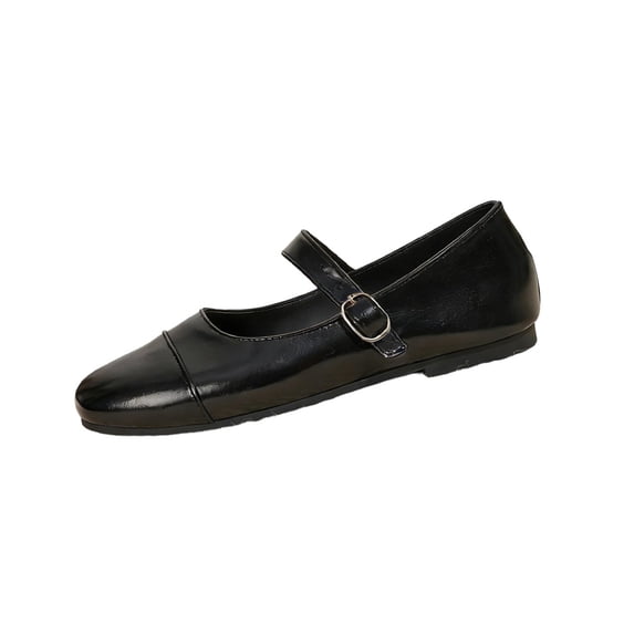 Domuza Mary Jane Shoes for Women Slip on Dressy Ballerina Flats Shoes for Women 2026 Vintage Non-Slip Flats for Casual Formal Work School Office Walking Black 7(EU-38)