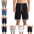 thumbnail image 1 of Domuza Men Athletic Basketball Shorts Loose Fit Lightweight Breathable Drawstring Waistband Mesh Sports Shorts Black 2XL, 1 of 6