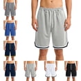 thumbnail image 1 of Domuza Men Athletic Basketball Shorts Loose Fit Lightweight Breathable Drawstring Waistband Mesh Sports Shorts Light Gray XL, 1 of 6