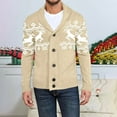 thumbnail image 1 of Domuza Men Cardigan Sweater Shawl Collar Button Up Casual Long Sleeve Cable Knit Sweaters Fall Winter Stylish Regular Fit Soft Comfortable Outwear Champagne 3XL, 1 of 5
