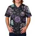 thumbnail image 1 of Domuza Men Halloween Scrub Top Novelty Spooky Print V-Neck Short Sleeve Nursing Uniform Shirts Comfy Soft Classic Fit Medical Workwear 5XL, 1 of 5