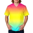 thumbnail image 1 of Domuza Men Scrub Top Gradient Tie-Dye Short Sleeve V Neck Working Uniform Big and Tall Soft Comfy Medical Scrub Tops with 3 Pockets Light Blue S, 1 of 4