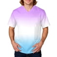 thumbnail image 1 of Domuza Men Scrub Top Gradient Tie-Dye V Neck Short Sleeve Work Uniform Plus Size Soft Comfy Medical Scrub Tops with 3 Pockets Multicolor S, 1 of 4