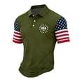 thumbnail image 1 of Domuza Men's 250 Anniversary Usa Polo Shirts Usa Flag Pattern Casual Collared Short Sleeve Button Up Tshirts 2026 New Fashion Comfy Loose Fit Tops Army Green S, 1 of 4