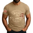 thumbnail image 1 of Domuza Men's 250th Anniversary National Flag Print Casual Waffle Fabric Polo Shirt Men's Liberty Bell Patriotic T-Shirt Khaki 3XL, 1 of 3