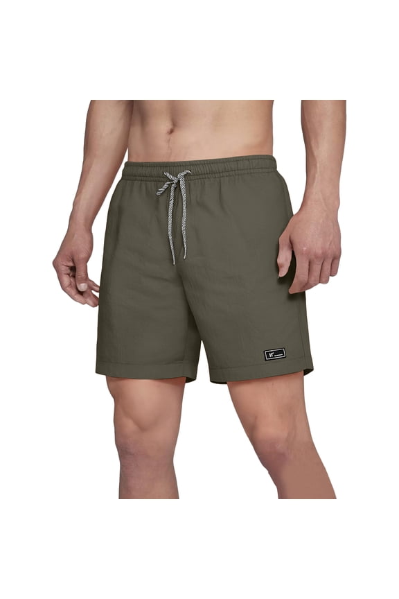 Men's 5 Inch Workout Running Shorts Lightweight Athletic Gym Outdoor Sports Shorts Pocket Beach Swim Trunks Army Green 2XL