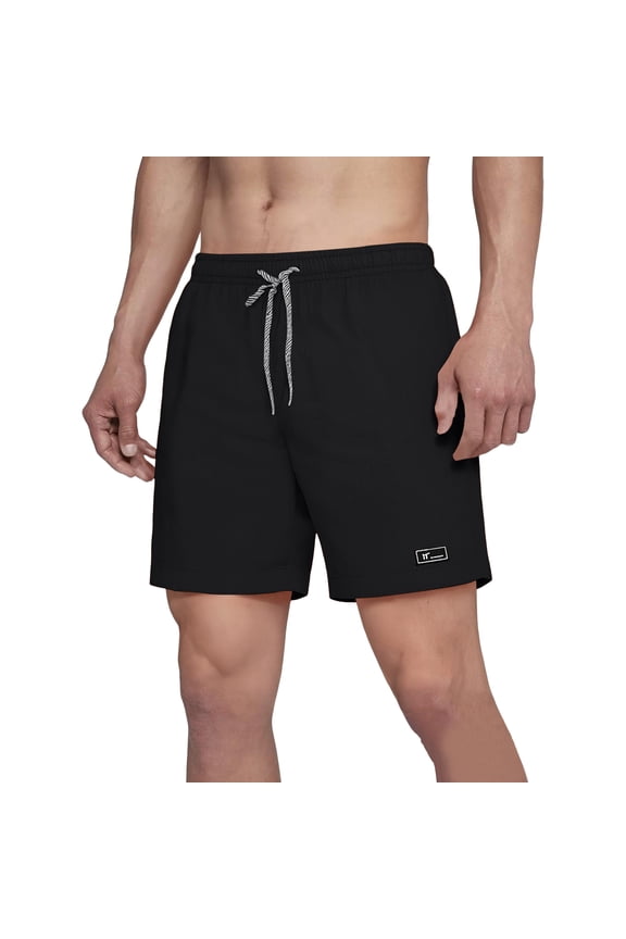 Men's 5 Inch Workout Running Shorts Lightweight Athletic Gym Outdoor Sports Shorts Pocket Beach Swim Trunks Black 2XL