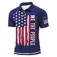 thumbnail image 1 of Domuza Men's American Flag Polo Shirt Short Sleeve Summer Tee Top Button Polo Men Patriotic Tshirt Pullover Navy S, 1 of 2