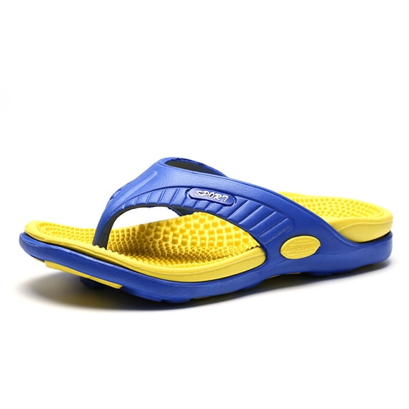 Domuza Men's Arch Support Flip Flops, lightweight and comfy with shock absorption and non-slip performance, ideal for indoor, outdoor and beach wear in spring and summer. Yellow 8.5 (EU-42)