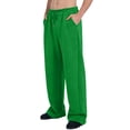 thumbnail image 1 of Domuza Men's Baggy Sweatpants Straight Leg Casual Sweat Pants Drawstring Athletic Workout Gym Jogger with Pockets Green L, 1 of 4
