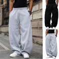 thumbnail image 1 of Domuza Men’s Baggy Sweatpants Wide Leg with Elastic Drawstring Waist, Casual Loose Lounge Joggers with Pockets Light Gray M, 1 of 6
