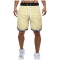 thumbnail image 1 of Domuza Men's Basketball Shorts with Pockets Quick Dry Drawstring Elastic Waist Lightweight Mesh Athletic Running Shorts Champagne M, 1 of 4