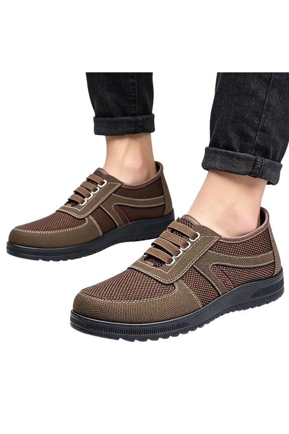 Men's Breathable Mesh Sporty Sneakers, lightweight and comfortable casual walking shoes, perfect for workplace, daily commute and business travel. Coffee 8 (EU-41)