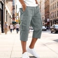 thumbnail image 1 of Domuza Men's Capri Pants with Pockets Quick Dry Cargo Outdoor Hiking Work Summer Long Shorts Below Knee Gray M, 1 of 6