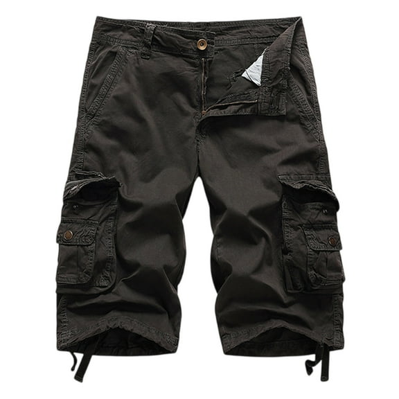 Domuza Men's Cargo Shorts Casual Loose Fit Water Resistant Outdoor Work Shorts Lightweight Comfy Athletic Short Trousers with Multiple Pockets No Belt Dark Gray XL