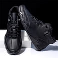 thumbnail image 1 of Domuza Men's Casual Handmade High Top high boots Leather Outdoor Walking Sneakers summer Slip-on Lightweight Non-Slip Waterproof Driving Chukka Boots Black 11 (EU-47), 1 of 4