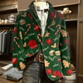 thumbnail image 1 of Domuza Men's Christmas Blazer Holiday Party Notched Lapel Corduroy Suit Jacket Vintage Casual Slim Fit Buttons Single Breasted Sport Coat Dark Green 2XL, 1 of 4