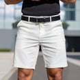 thumbnail image 1 of Domuza Men's Classic-Fit Chino Short Summer Stretch Waist Cotton Twill Casual Dress Shorts with Pockets White M, 1 of 4