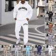 thumbnail image 1 of Domuza Men’s Complete Sport Tracksuit 2 Piece Sweatsuit Set, Graphic Long Sleeve Hoodie & Elastic Ankle Jogger Pants Athletic Outfit, Gym, Jogging and Outdoor Activities White 2XL, 1 of 7