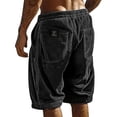thumbnail image 1 of Domuza Men's Corduroy Shorts Elastic Waist Drawstring Cargo Short Multi-Pocket Lightweight Summer Casual Beach Shorts Black L, 1 of 4